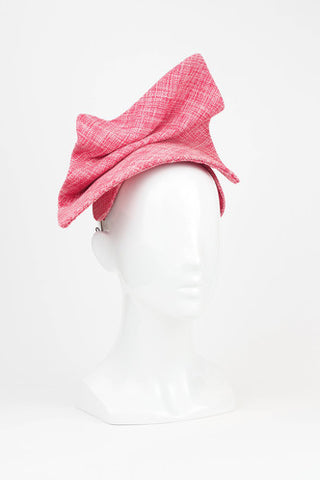 Fashion Blogger - Bright Pink Tweed Headpiece by Serena Lindeman Millinery