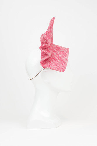 Fashion Blogger - Bright Pink Tweed Headpiece by Serena Lindeman Millinery