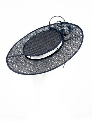 Black Straw Boater with Floating Crown by Stephanie Spencer Millinery