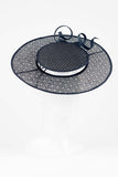 Black Straw Boater with Floating Crown by Stephanie Spencer Millinery