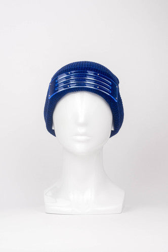 Blue Marle Beanie with Perspex Band Trim by Keely Hunter Millinery