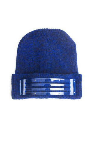 Blue Marle Beanie with Perspex Band Trim by Keely Hunter Millinery
