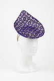 Hathor - Cobalt Blue & Gold Lace Saucer Hat by Amanda Dudley Millinery